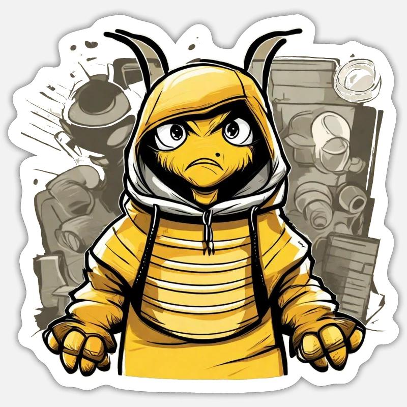 grumpy bee in a bad mood Sticker size S (10 x 10 cm)