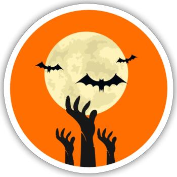 Halloween Round Orange 2 - Sticker size S (10 x 10 cm) - white matte - Front
