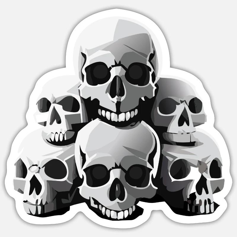 Totenköpfe - Sticker Größe S (10 x 10 cm) - Mattweiß