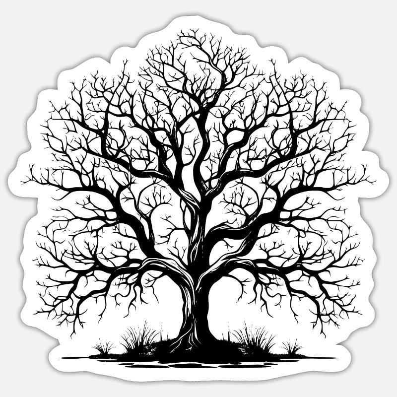 Tree without leaves - Sticker size S (10 x 10 cm) - white matte