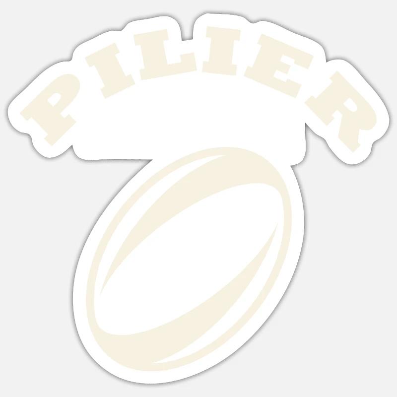 rugby position pilier - Sticker taille S (10 x 10 cm) - blanc mat