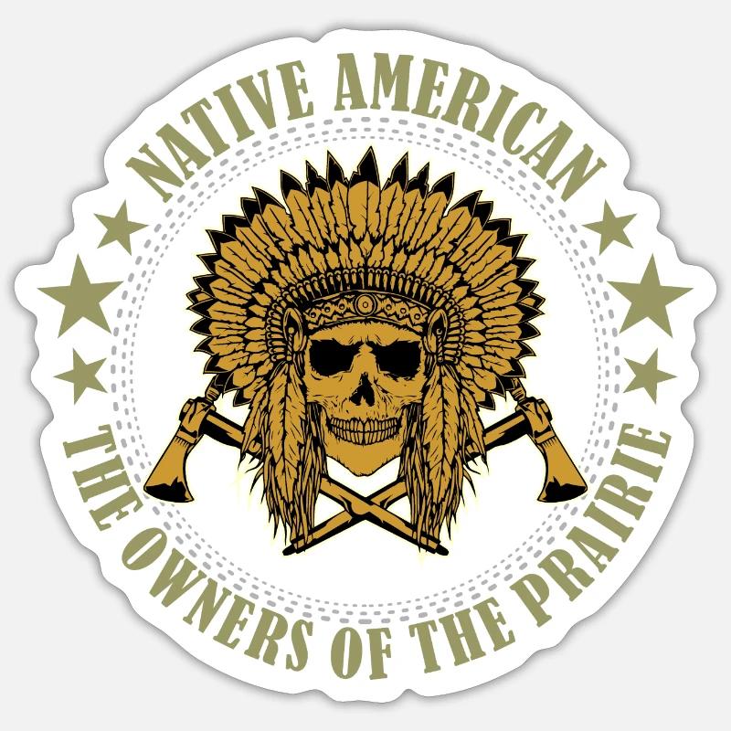 Prairie Tomahawk indigène d’Amérique - Sticker taille S (10 x 10 cm) - blanc mat