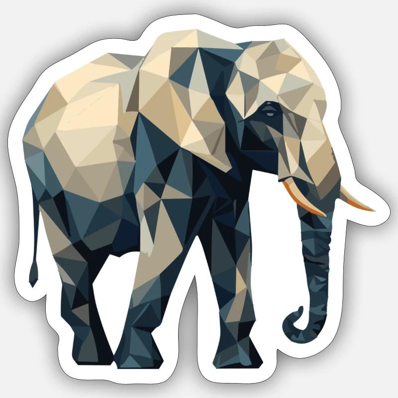 Style d’origami d’éléphant - Sticker taille S (10 x 10 cm) - blanc mat