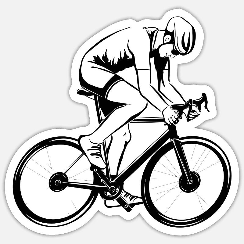 Radrennfahrer - Sticker Größe S (10 x 10 cm) - Mattweiß