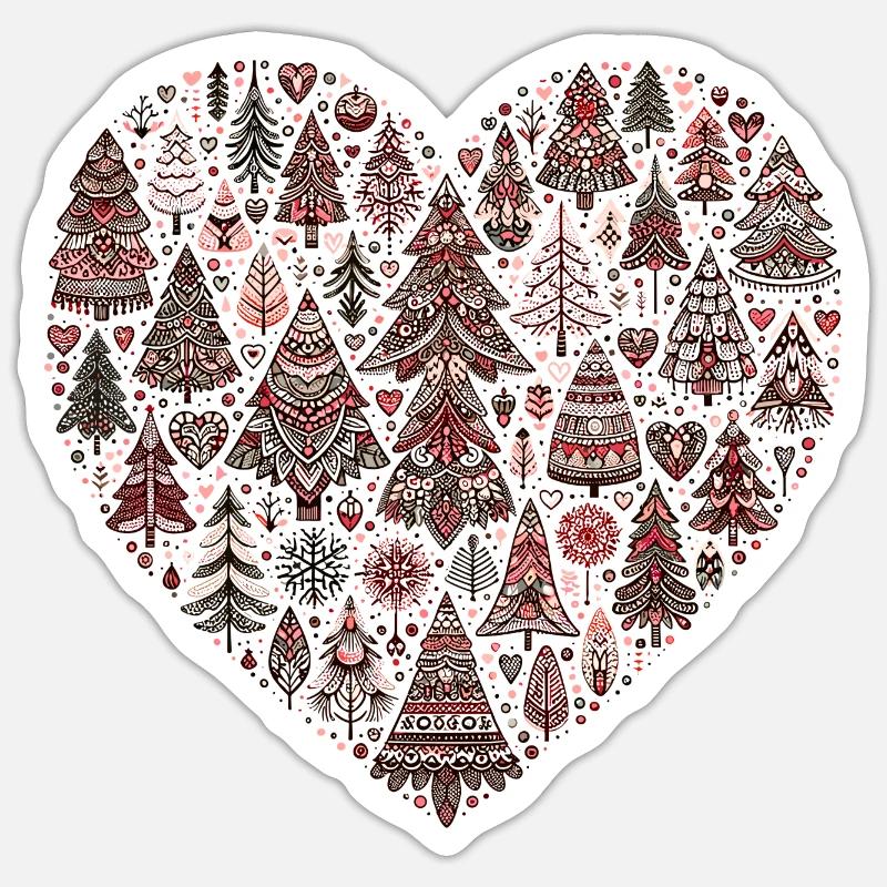 Herz der Bäume im Boho-Stil Sticker Größe S (10 x 10 cm)