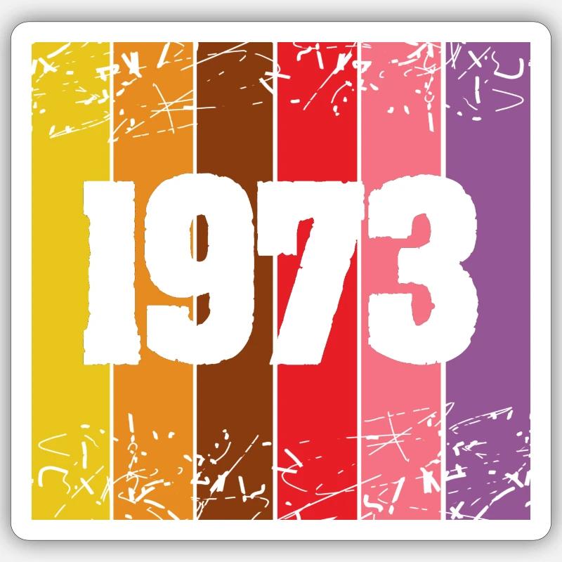 Année 1973 - Sticker taille S (10 x 10 cm) - blanc mat