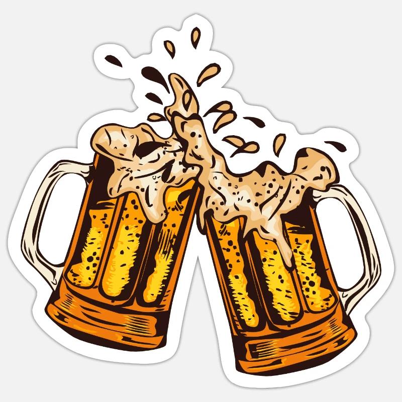 biere mousse binouse chope verre alcool 17 B Sticker taille S (10 x 10 cm)