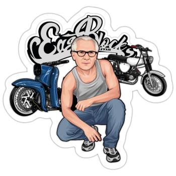 Schwalbe S51 Erich // Illustration - Sticker Größe S (10 x 10 cm) - Mattweiß - Vorne