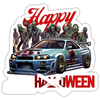 Jdm Halloween edition / Tuning Mechanic Costume - Sticker size S (10 x 10 cm) - white matte - Front