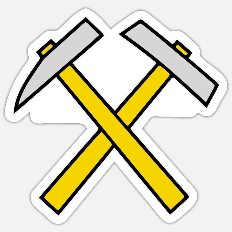 Hammer und Pickel - Sticker Größe S (10 x 10 cm) - Mattweiß