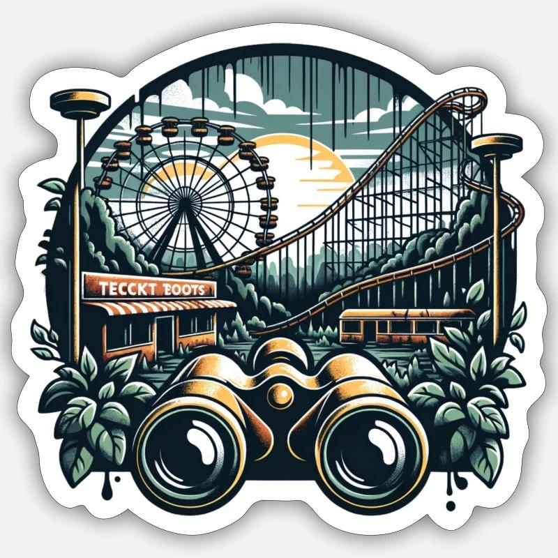 Abandoned amusement park Sticker size S (10 x 10 cm)