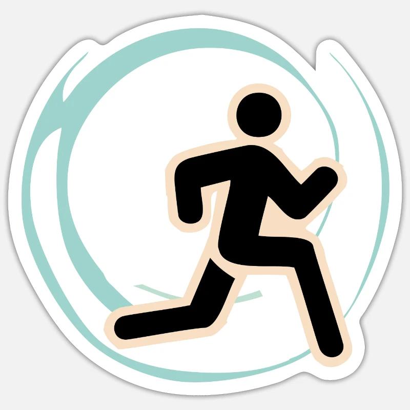 running icone - Sticker taille S (10 x 10 cm) - blanc mat