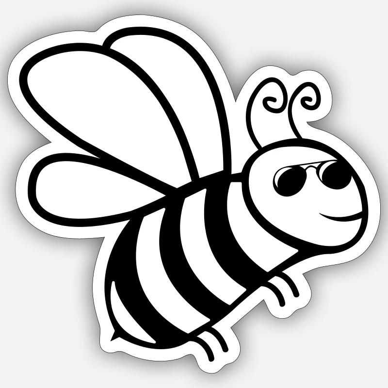Bee Sunglasses - Sticker size S (10 x 10 cm) - white matte