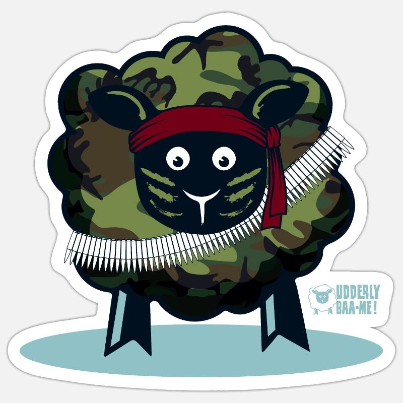 Ewe un soldat ? - Sticker taille S (10 x 10 cm) - blanc mat