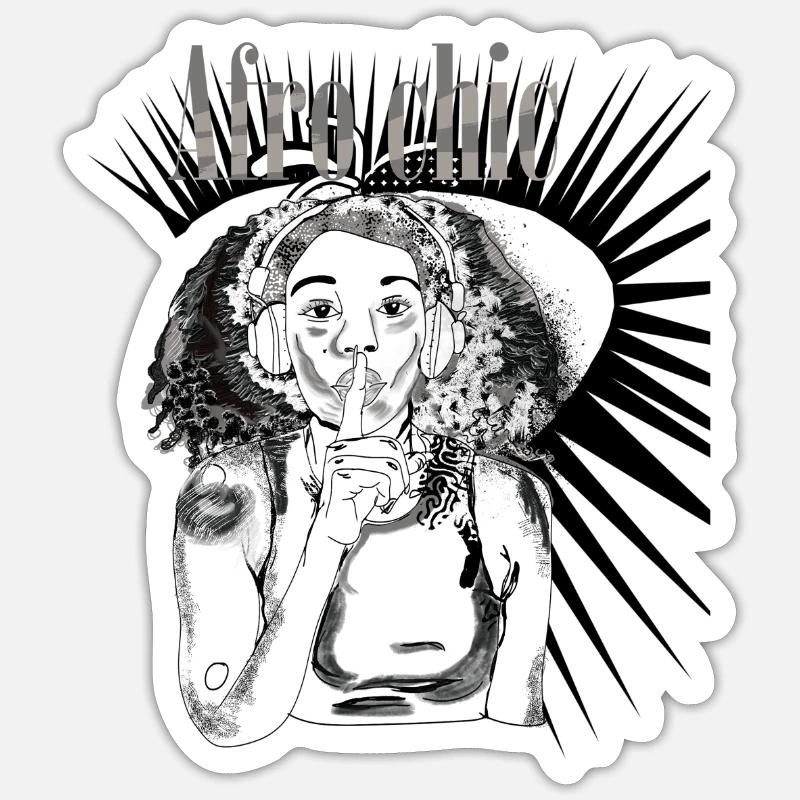 Afro chic vecter art - Sticker size S (10 x 10 cm) - white matte