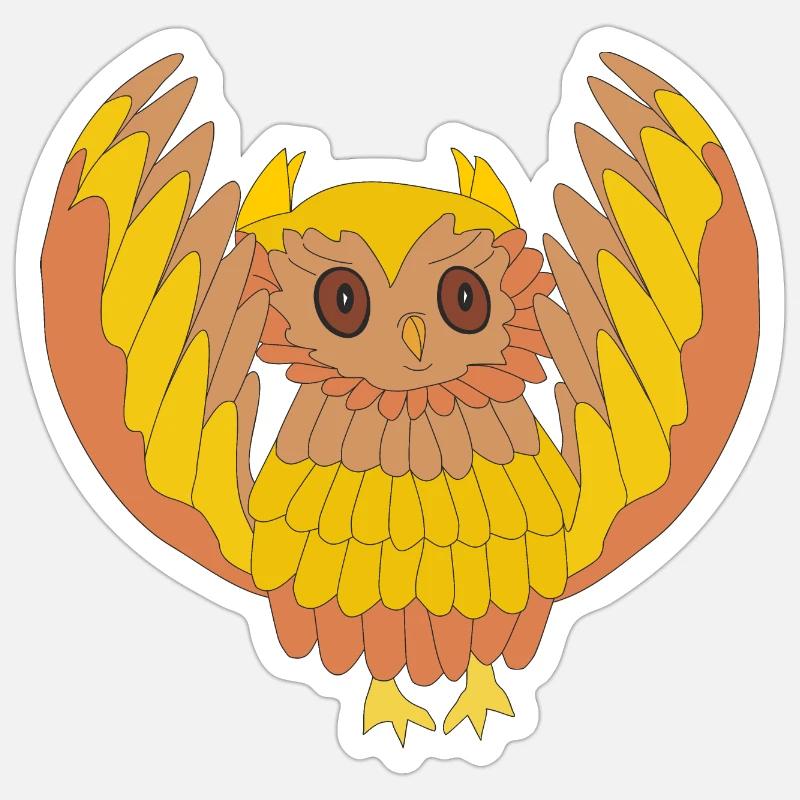 Hibou - Sticker taille S (10 x 10 cm) - blanc mat