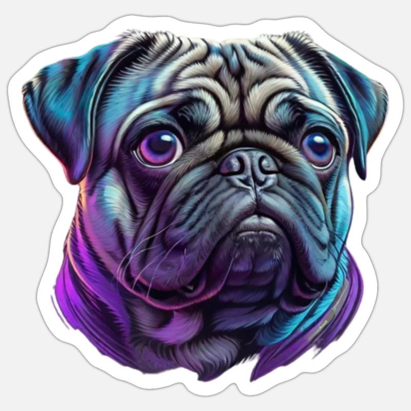 Pug Head - Sticker size S (10 x 10 cm) - white matte