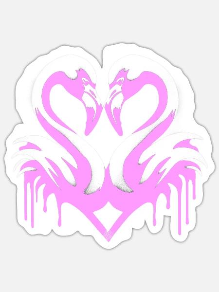 Herzflamingos | Flamingo-Herz - Sticker Größe S (10 x 10 cm) - Mattweiß