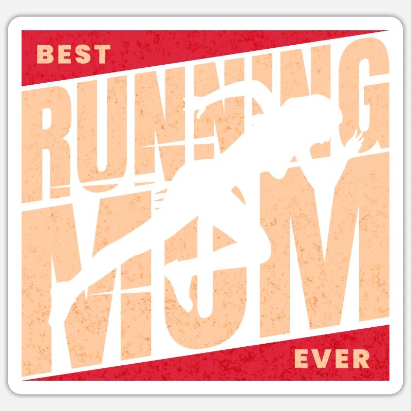 Maman Coureuse Marathon Meilleure Maman Runner - Sticker taille S (10 x 10 cm) - blanc mat
