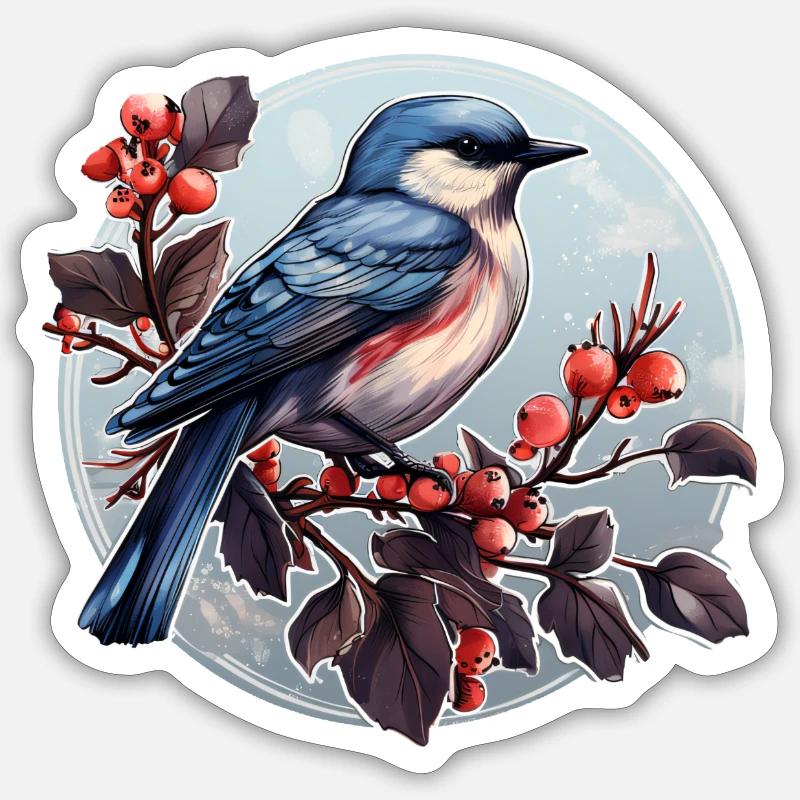 Wintervogel - Sticker Größe S (10 x 10 cm) - Mattweiß