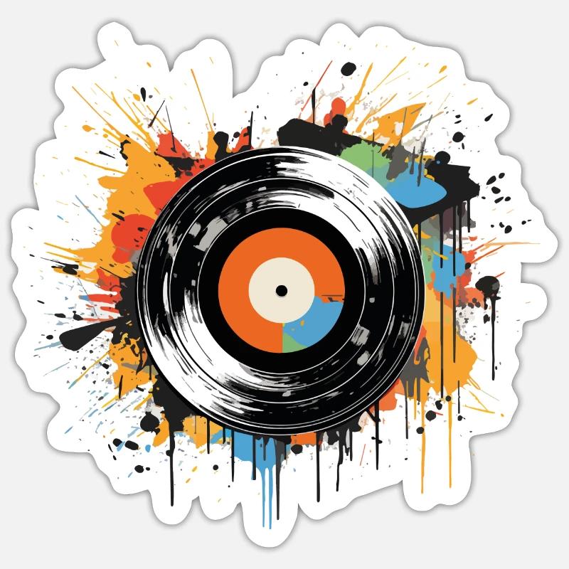 Disque Vinyle LP Platine Rétro Sticker taille S (10 x 10 cm)