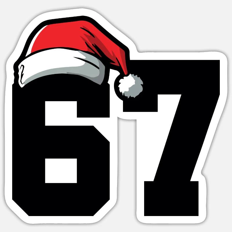 67 Numéro Noël - Sticker taille S (10 x 10 cm) - blanc mat