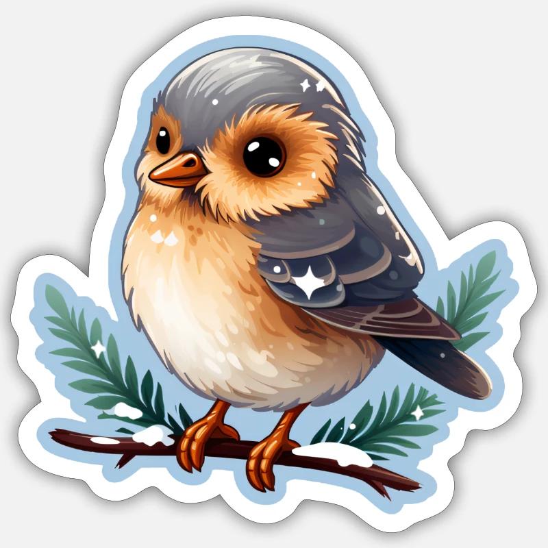 Winter Vögelchen Sticker Größe S (10 x 10 cm)
