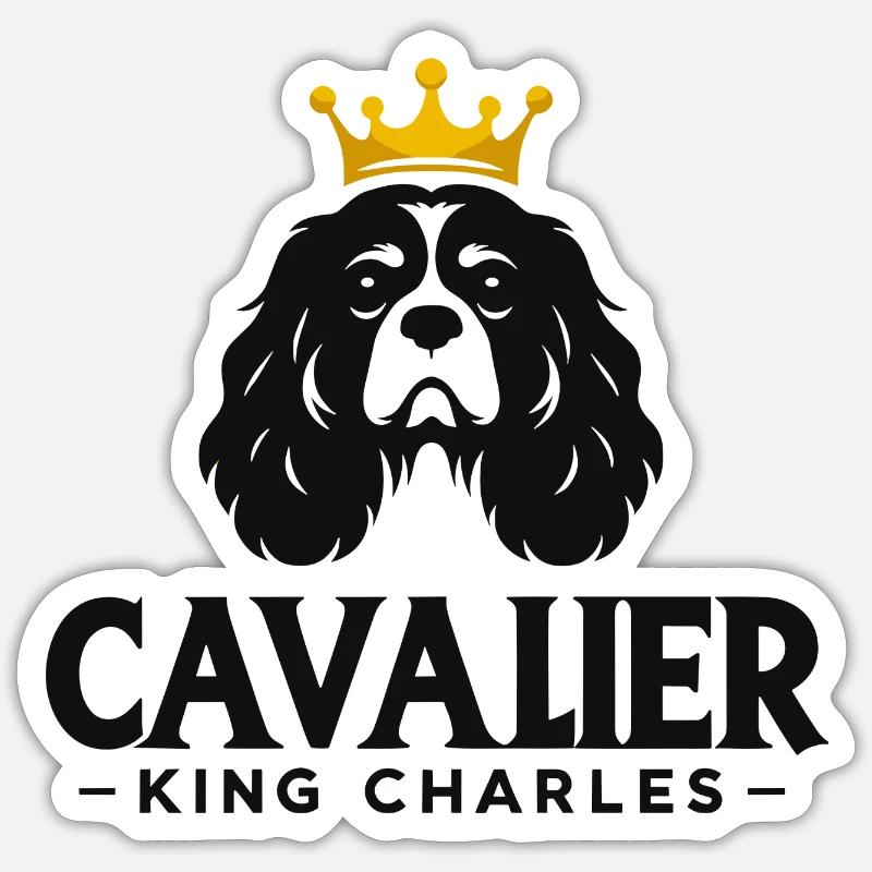 Cavalier King Charles Couronné - Sticker taille S (10 x 10 cm) - blanc mat