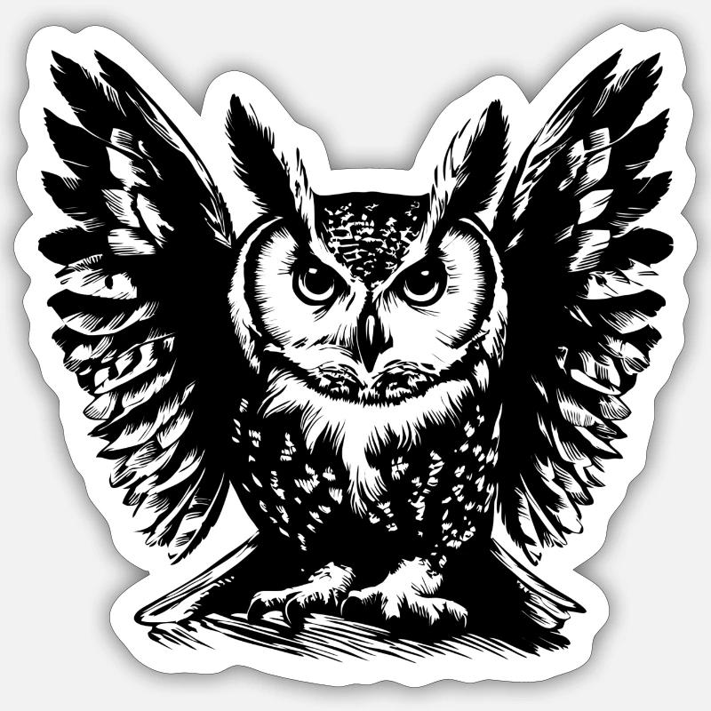 Hibou1 - Sticker taille S (10 x 10 cm) - blanc mat
