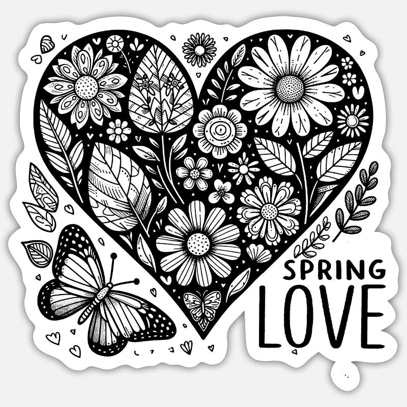 spring love - Sticker Größe S (10 x 10 cm) - Mattweiß