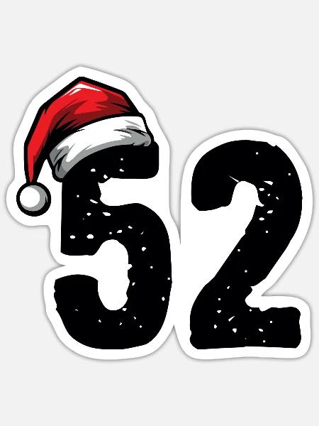 52 Zahl Weihnachten - Sticker Größe S (10 x 10 cm) - Mattweiß