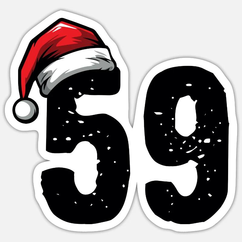 59 Numéro Noël - Sticker taille S (10 x 10 cm) - blanc mat