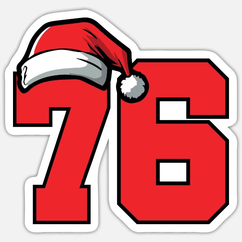 76 Numéro Noël - Sticker taille S (10 x 10 cm) - blanc mat