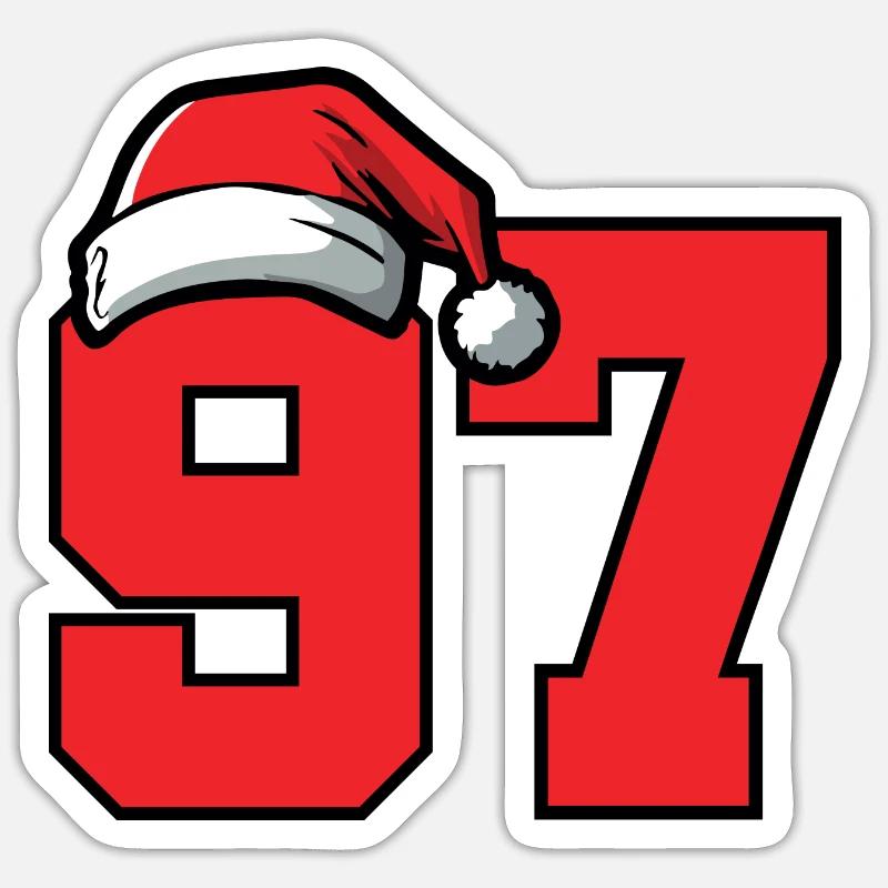 97 Numéro Noël - Sticker taille S (10 x 10 cm) - blanc mat