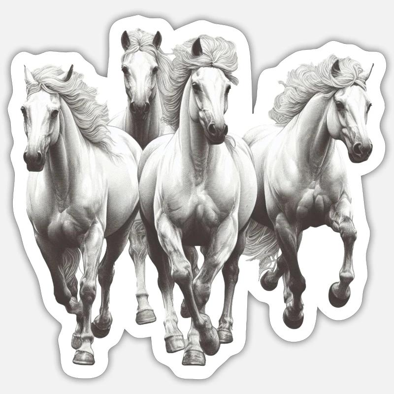 Pferde - Sticker Größe S (10 x 10 cm) - Mattweiß