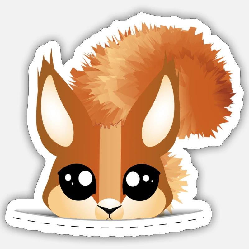 Cute Red Squirrel in Pocket Vector Sticker size S (10 x 10 cm)