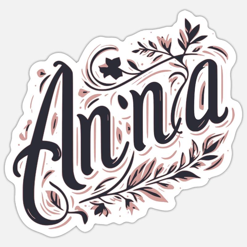 Anna Name Floral - Sticker size S (10 x 10 cm) - white matte