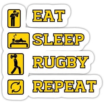 EAT SLEEP RUGBY REPEAT - Sticker size S (10 x 10 cm) - white matte - Front