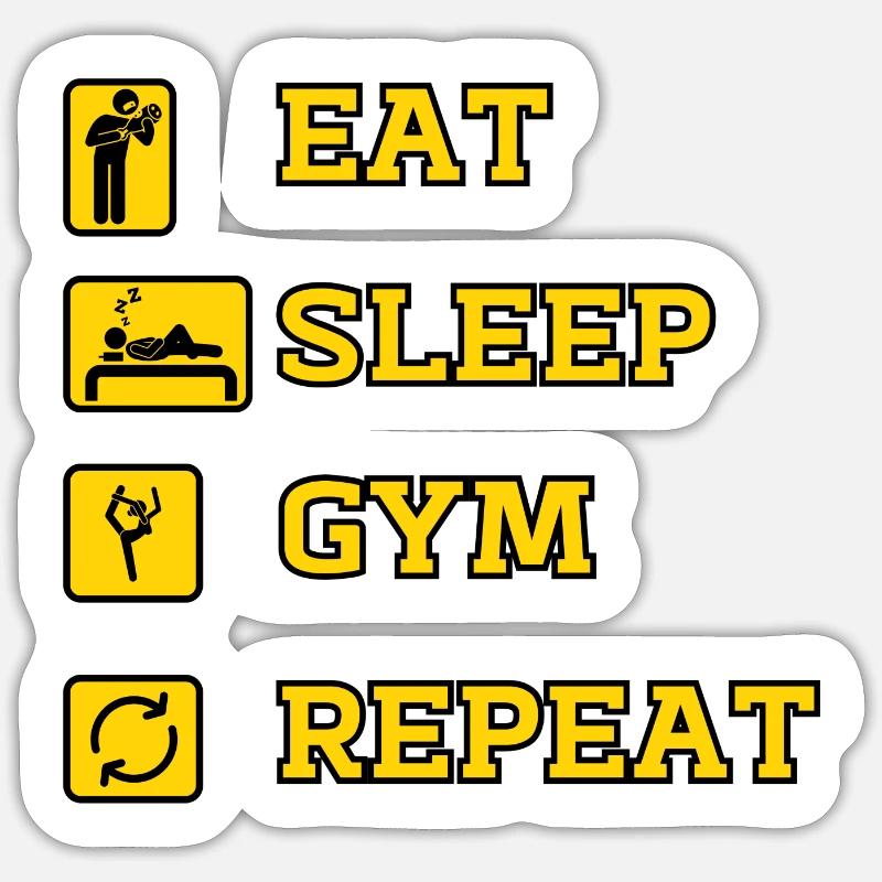 Eat Gym Repeat - Sticker Größe S (10 x 10 cm) - Mattweiß
