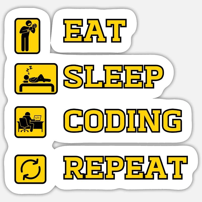 Eat Coding Wiederholung Sticker Größe S (10 x 10 cm)