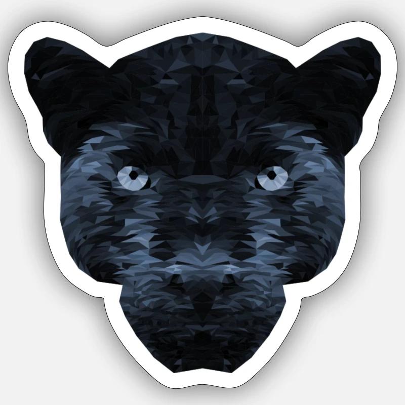 Schwarzer Panther Polygon - Sticker Größe S (10 x 10 cm) - Mattweiß