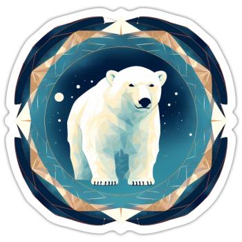 Ours polaire avec des éléments d’hiver, ours d’amour - Sticker taille S (10 x 10 cm) - blanc mat - Devant