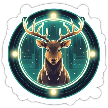 Hirsch im Weihnachtsschmuck, Liebeshirsche - Sticker Größe S (10 x 10 cm) - Mattweiß - Vorne