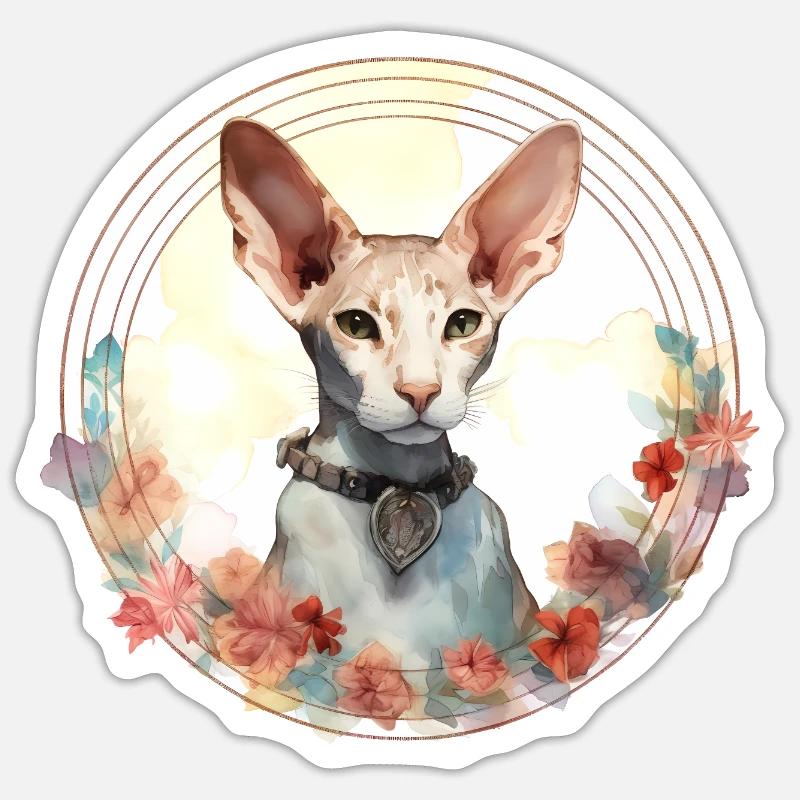 Cornish Rex Katze Boho Style, Liebe Katzen Sticker Größe S (10 x 10 cm)