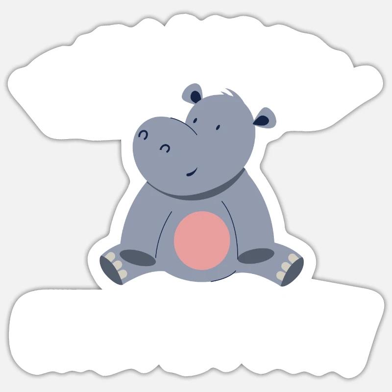 Flusspferd Nilpferd Sticker Größe S (10 x 10 cm)