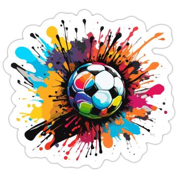 Football / Jeu / Ballon / Terrain / Tir - Sticker taille S (10 x 10 cm) - blanc mat - Devant