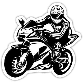 Motorcycle Rider ,Motorcycle Sportbike - Sticker size S (10 x 10 cm) - white matte - Front