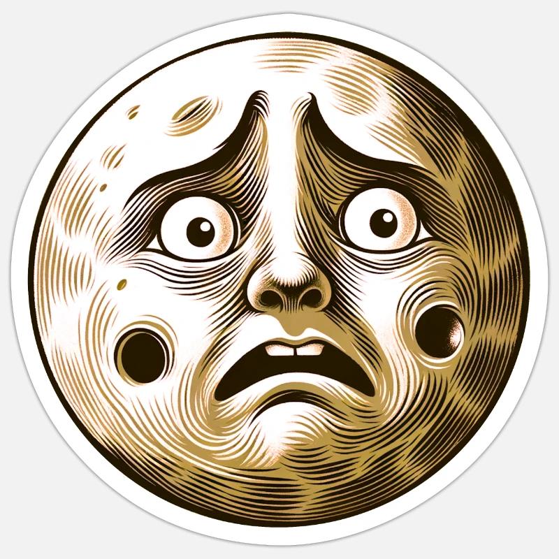 Lune nerveuse Sticker taille S (10 x 10 cm)