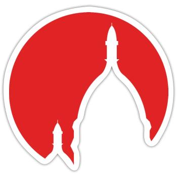Sacré-Coeur Montmartre Paris rote Silhouette - Sticker Größe S (10 x 10 cm) - Mattweiß - Vorne