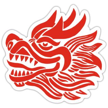 Chinesischer Drachenkopf (Rot) - Sticker Größe S (10 x 10 cm) - Mattweiß - Vorne